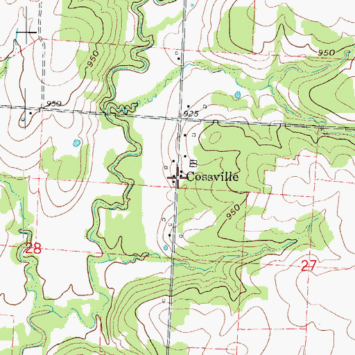 Topographic Map of Cossville, MO