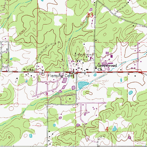 Topographic Map of Fleming Cemetery, AR