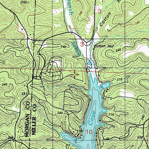 Topographic Map of Cotton Hollow, MO