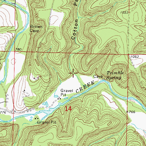 Topographic Map of Cotton Patch Hollow, MO