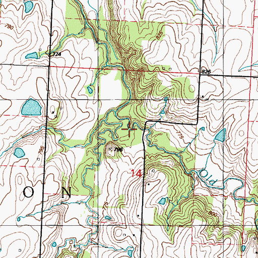 Topographic Map of Cottonwood Branch, MO