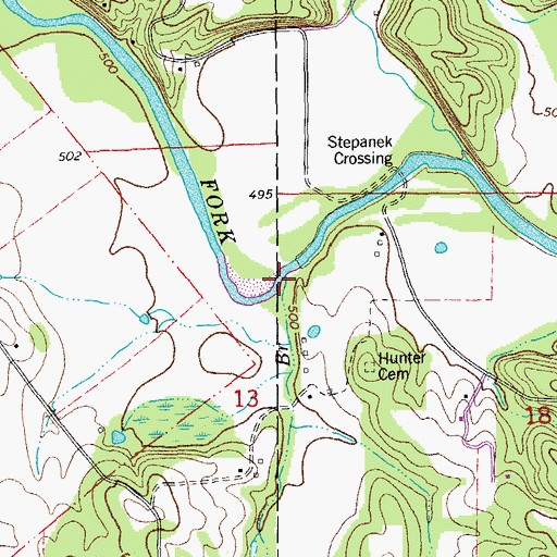 Topographic Map of Cottonwood Branch, MO