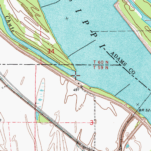 Topographic Map of Cottonwood Chute, MO