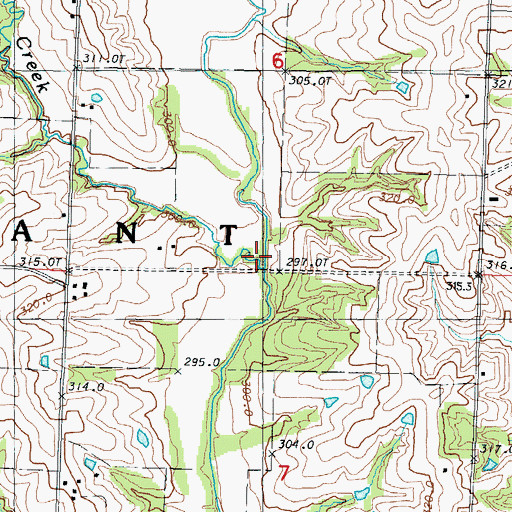 Topographic Map of Cottonwood Creek, MO