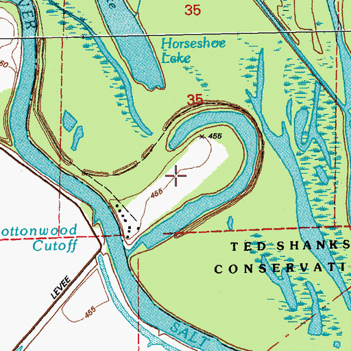 Topographic Map of Cottonwood Cutoff, MO