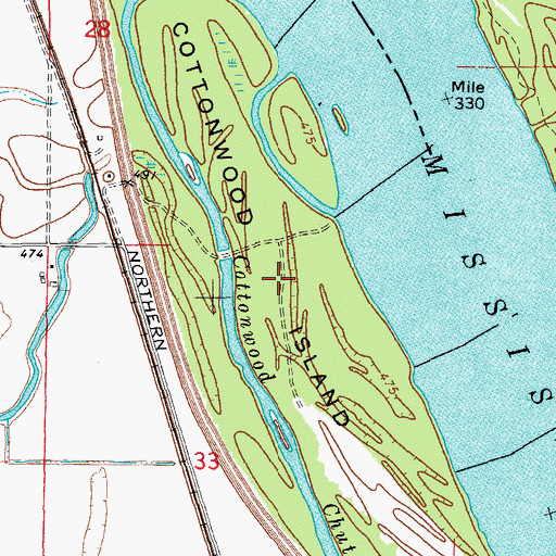 Topographic Map of Cottonwood Island, MO