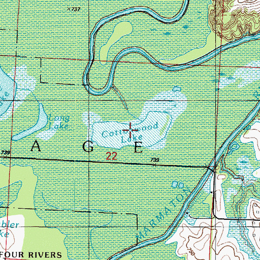 Topographic Map of Cottonwood Lake, MO