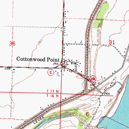 Topographic Map of Cottonwood Point, MO