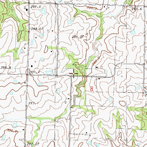Topographic Map of Cottonwood School (historical), MO