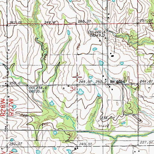 Topographic Map of Cottonwood School (historical), MO