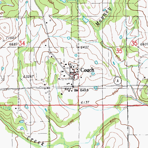 Topographic Map of Couch, MO