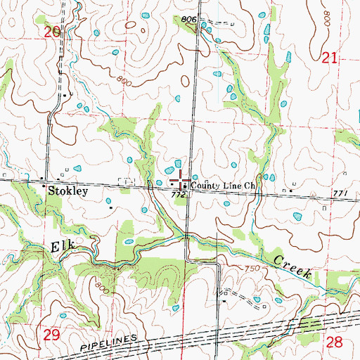 Topographic Map of County Line Church, MO