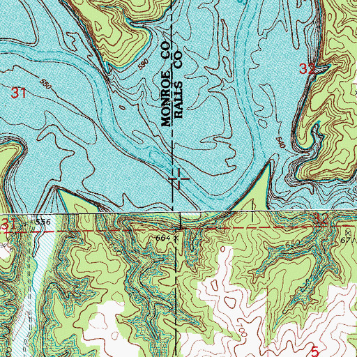 Topographic Map of County Line Ford, MO