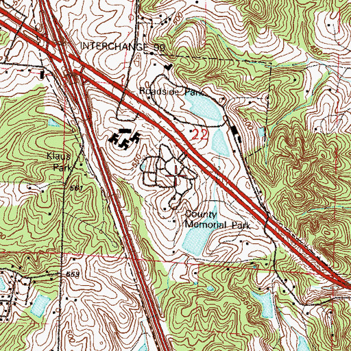 Topographic Map of County Memorial Park, MO
