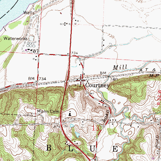 Topographic Map of Courtney, MO