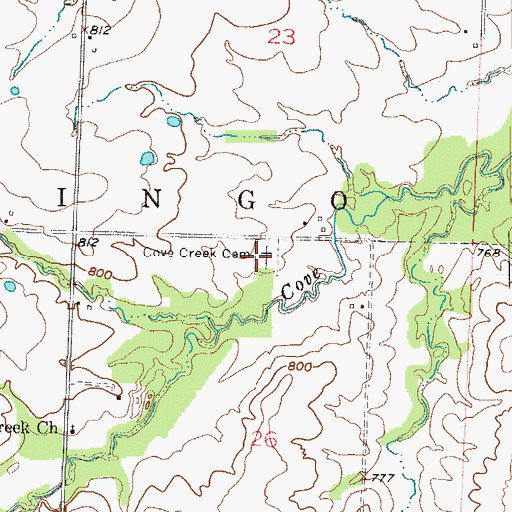 Topographic Map of Cove Creek Cemetery, MO