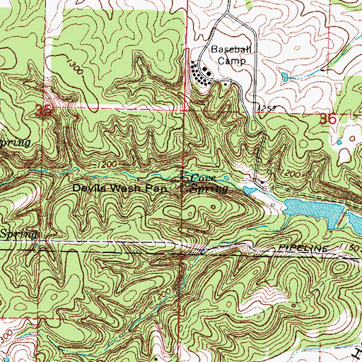 Topographic Map of Cove Spring, MO