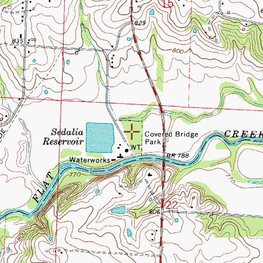 Topographic Map of Covered Bridge Park, MO