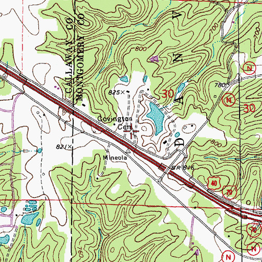 Topographic Map of Holt - Covington Cemetery, MO