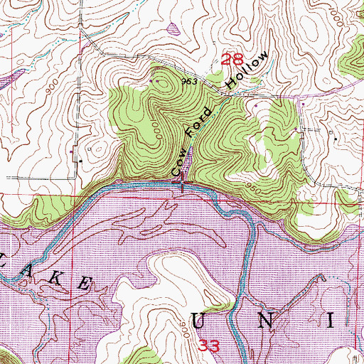 Topographic Map of Cow Ford Hollow, MO