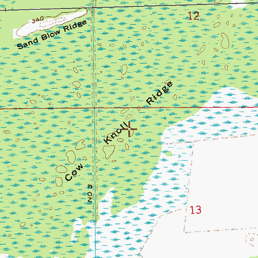 Topographic Map of Cow Knoll Ridge, MO