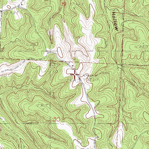 Topographic Map of Cowan Cemetery, MO
