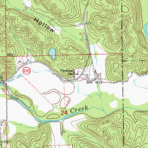 Topographic Map of Cowan Church, MO