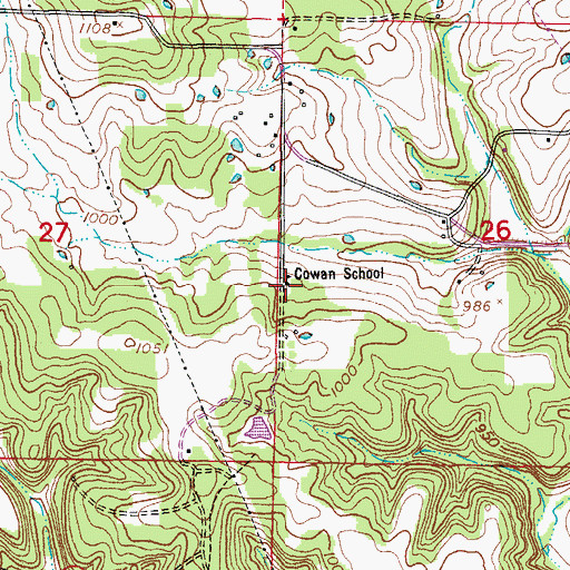 Topographic Map of Cowan School, MO
