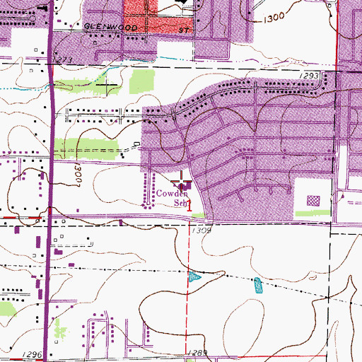 Topographic Map of Cowden School, MO