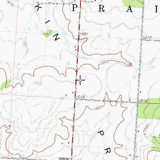 Topographic Map of Cowskin Prairie, OK