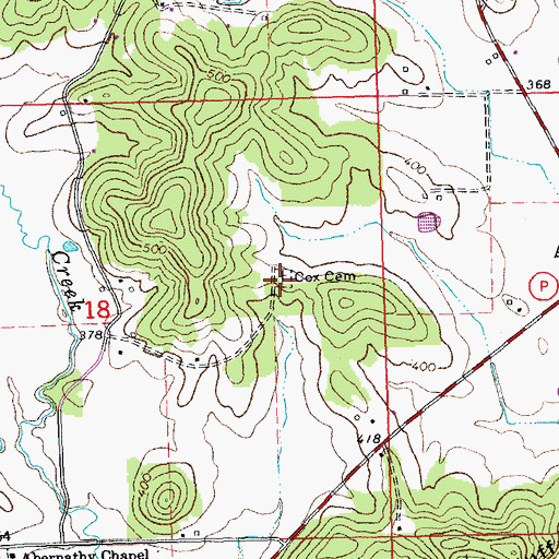 Topographic Map of Cox Cemetery, MO