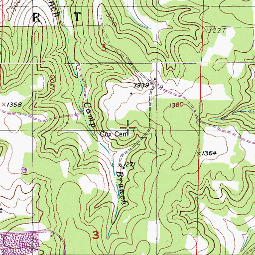 Topographic Map of Cox Cemetery, MO