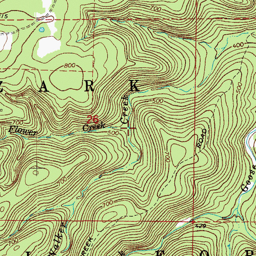 Topographic Map of Flower Creek, AR