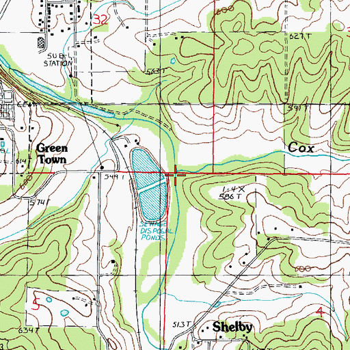 Topographic Map of Cox Creek, MO