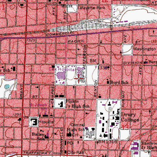 Topographic Map of Cox Medical Centers North Hospital, MO