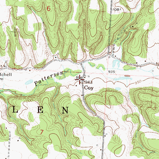 Topographic Map of Coy, MO