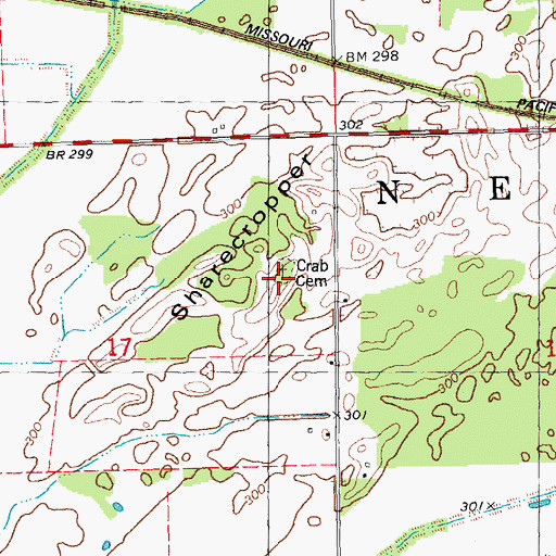 Topographic Map of Crab Cemetery, MO