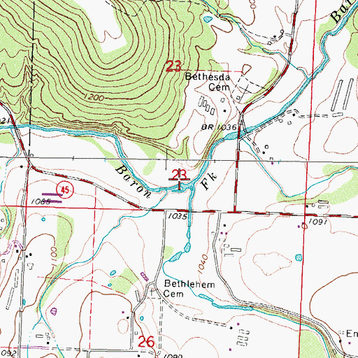 Topographic Map of Fly Creek, AR