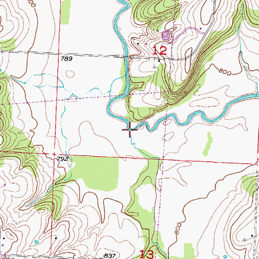 Topographic Map of Crabtree Branch, MO