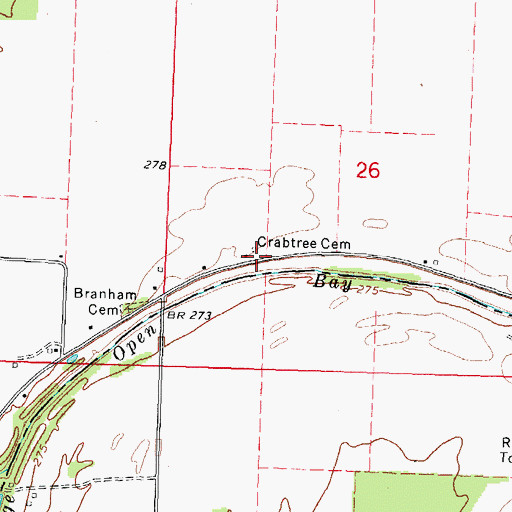 Topographic Map of Crabtree Cemetery, MO