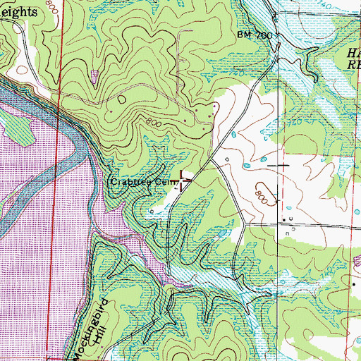 Topographic Map of Crabtree Cemetery, MO