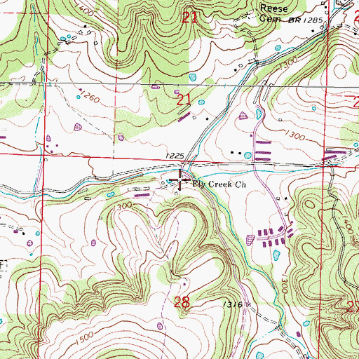 Topographic Map of Fly Creek Church, AR