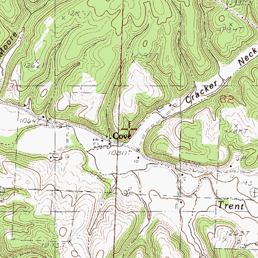 Topographic Map of Cracker Neck Hollow, MO