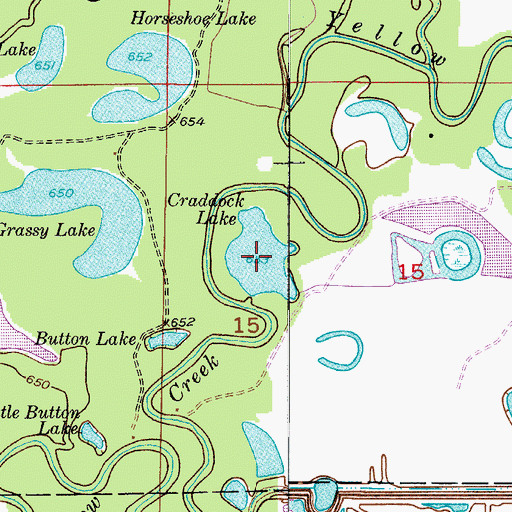 Topographic Map of Craddock Lake, MO