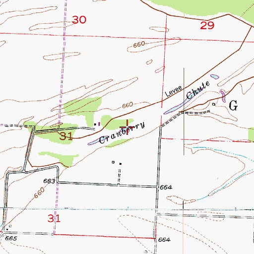 Topographic Map of Cranberry Chute, MO