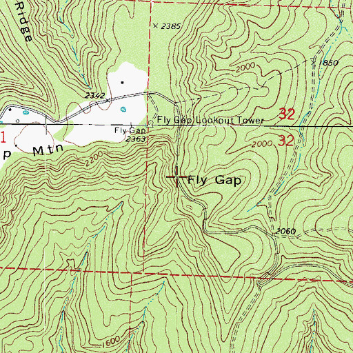 Topographic Map of Fly Gap, AR