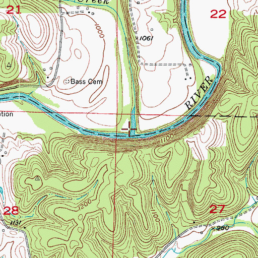 Topographic Map of Crane Creek, MO