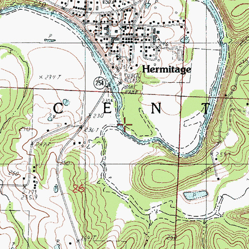 Topographic Map of Crane Creek, MO