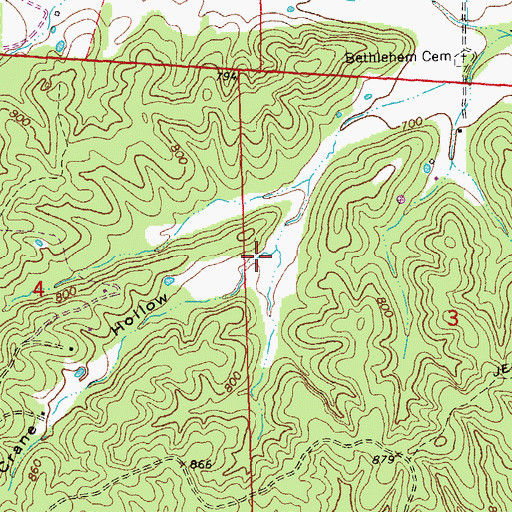 Topographic Map of Crane Hollow, MO