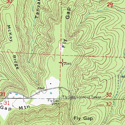Topographic Map of Fly Gap Mountain, AR